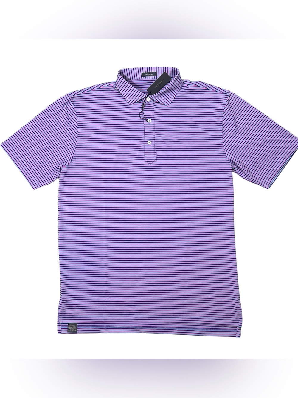 Turtleson Luxe Blue / Rose Clark Stripe Performance Polo Pink Golf Shirt MF23K18